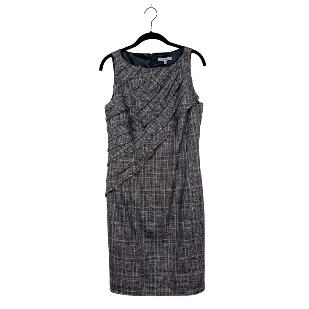 Classiques Entier Pleated Sleeveless Knit Pencil Career Midi Dress Lined Size 6